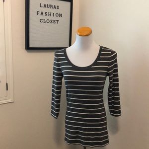 Cynthia Rowley gray white stripe top medium